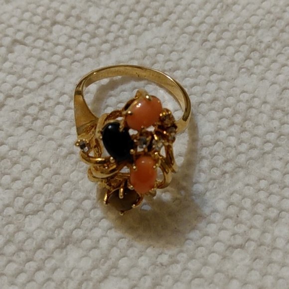 Sz 7 NIB Vintage Semi-Precious Gem Stone Gold Cocktail Ring 7 - Picture 7 of 15
